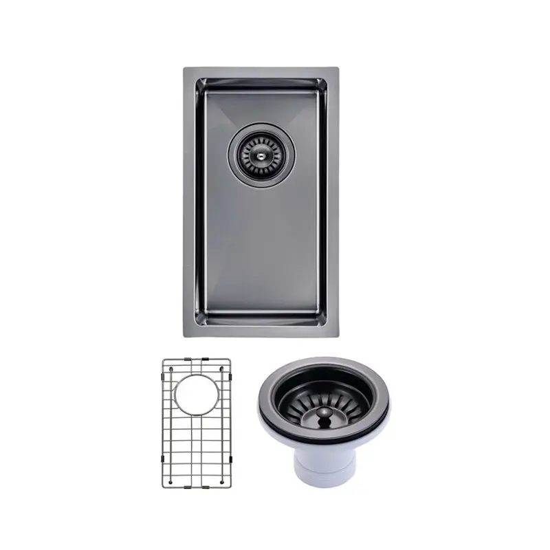 250x450x215mm Gunmetal Stainless Steel PVD Single Bowl Kitchen Sink