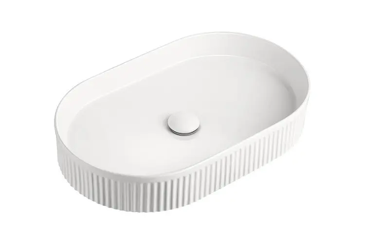 Pill Fluted Above Counter Basin Mat Wht 