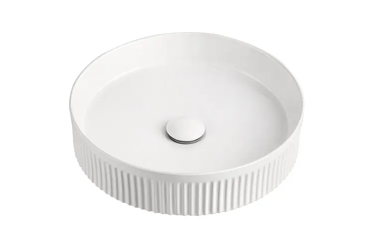 Round Fluted Above Counter Basin Mat Wht 