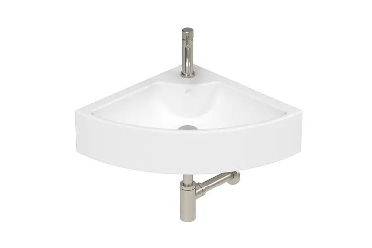 Square Corner Wall Basin Gloss White 1TH 