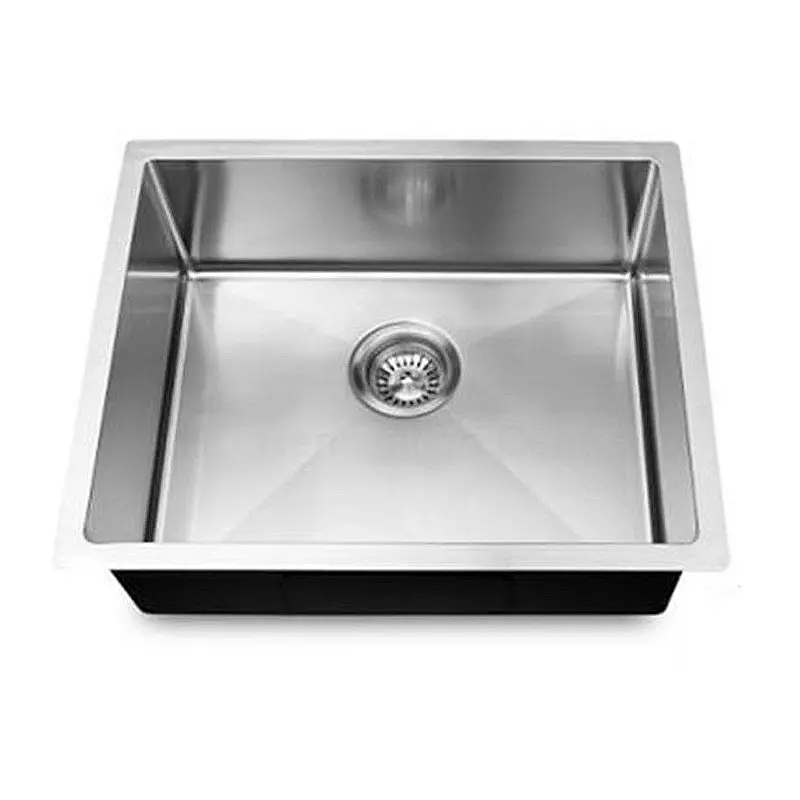 Round Corner Chrome Stainless Steel Handmade Single Bowl Kitchen Sink – 440x440x230mm