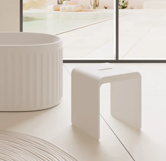 Percy Solid Surface Bath Stool