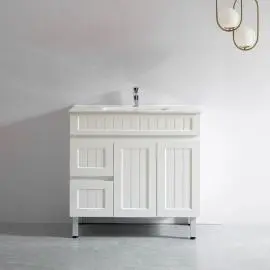 890*350*710mm Acacia Cabinet with Leg Matte White