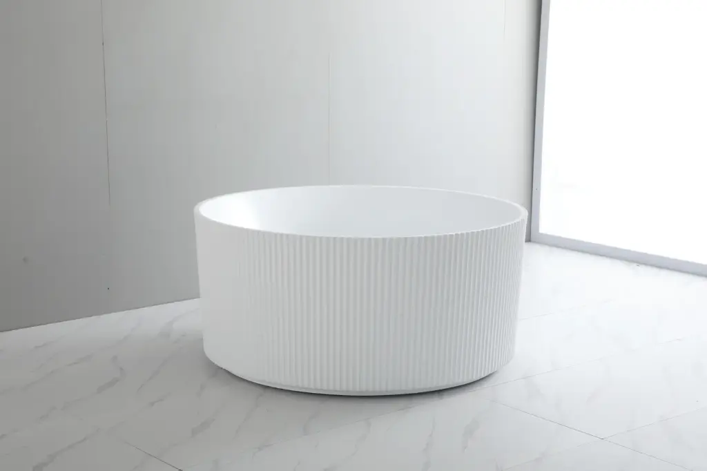COMO GROOVE ROUND BATHTUB FLUTED 1280MM GLOSS WHITE