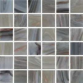 REFLECTIONS PEARL PEWTER GLASS MOSAIC TILES 20x20mm