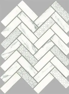 SIGNATURE HERRINGBONE GLASS WHITE MOSAIC TILES 30x98mm