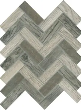 WILDERNESS HERRINGBONE GLASS SILVER SATIN MOSAIC TILES 30x98mm
