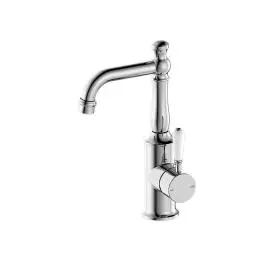 YORK CHROME BASIN MIXER WITH WHITE PORCELAIN LEVER
