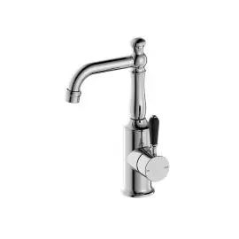 YORK CHROME BASIN MIXER WITH BLACK PORCELAIN LEVER