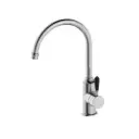 YORK CHROME KITCHEN MIXER GOOSENECK SPOUT WITH BLACK PORCELAIN LEVER CHROME