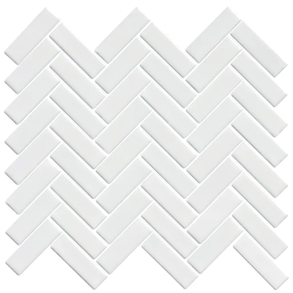 SOUL HERRING BONE GLAZED PORCELAIN WHITE MOSAICS FLOOR TILES 20.8X42.3mm 