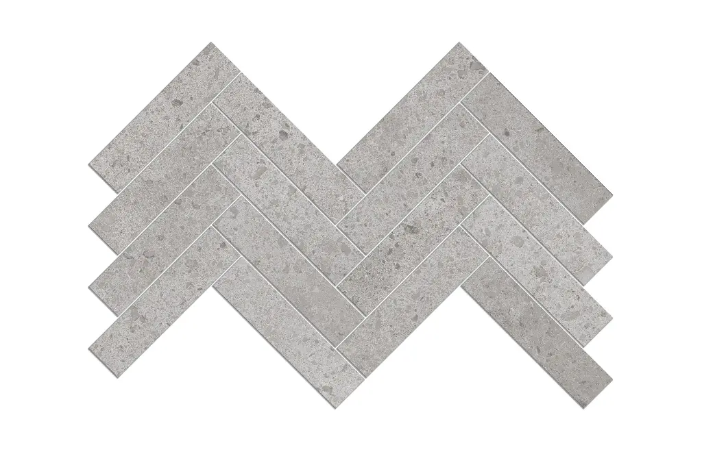HERRING BONE GLAZED PORCELAIN ELEGANCE GREY MOSAICS FLOOR TILES 