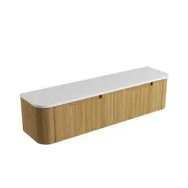 Varcelli Mono Wall Hung 1800mm - Flat Stone Top, Snow 