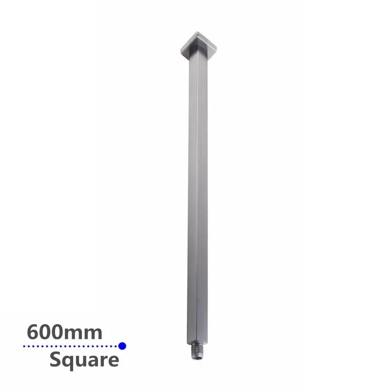 Square Brushed Nickel Ceiling Shower Arm 600mm