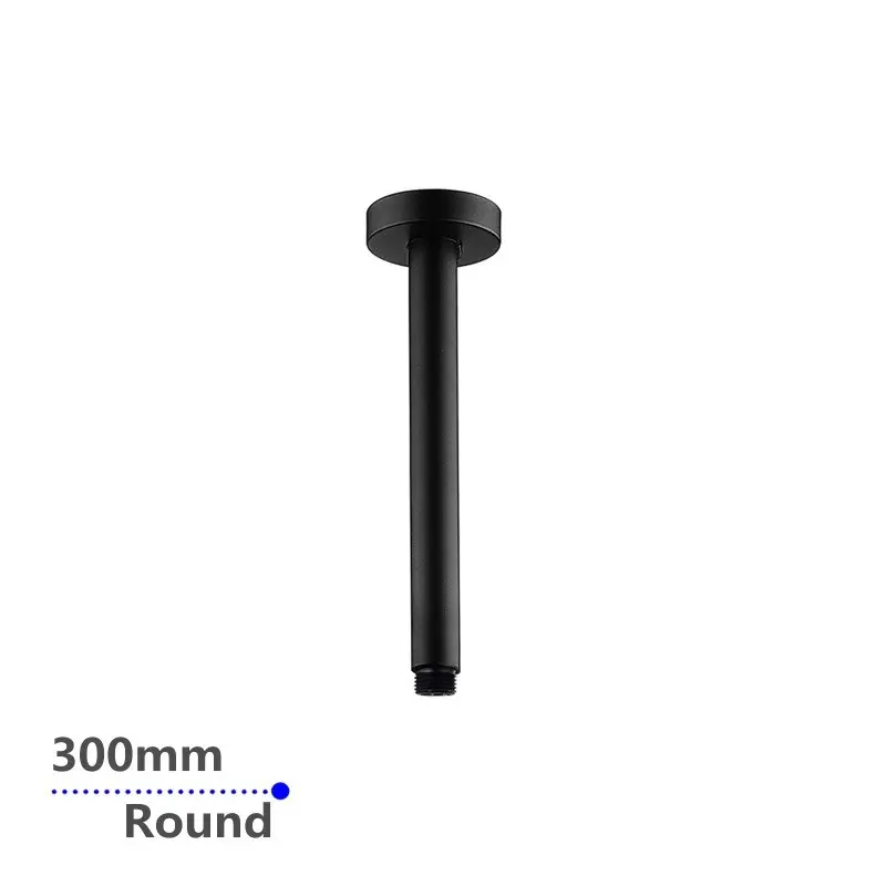 Round Black Ceiling Shower Arm 300mm