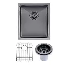 1.2mm Handmade Top/Undermount Single Bowl Kitchen Sink – Gun Metal Grey – 390x450x215mm
