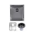 390x450x215mm Gunmetal Stainless Steel PVD Single Bowl Kitchen Sink 