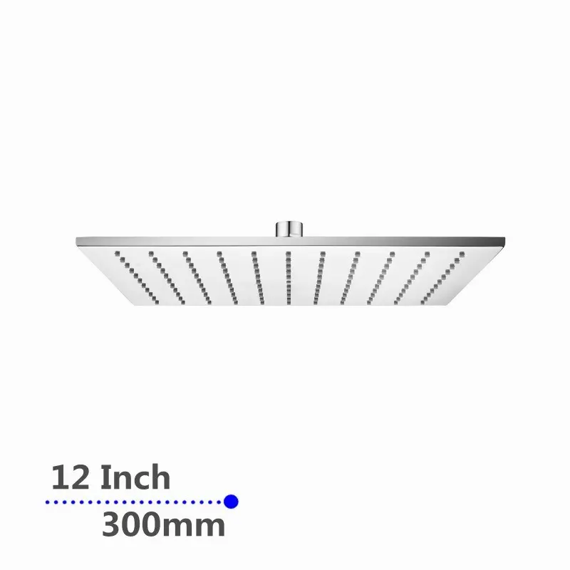 Square Chrome Brass Rainfall Shower Head 300mm 