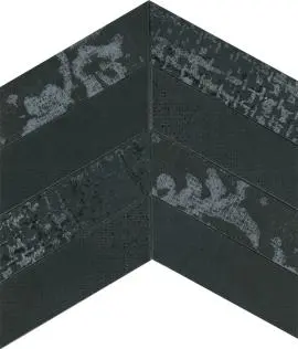 CAPUCIINO NETWORK CHEVRON BLACK FLOOR TILES 60x170mm