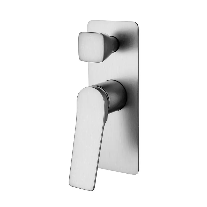 RUSHY - Square Brushed Nickel Wall Mixer With Diverter 