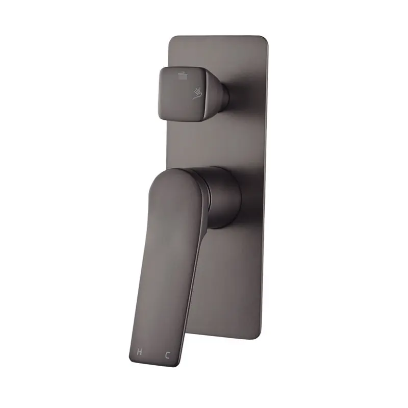 RUSHY - Square Brushed Gunmetal Wall Mixer With Diverter