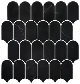 TMS ARTEMIS FEATHER HONED NERO MARQUINA MOSAIC TILES 50x103mm
