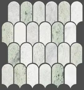 TMS ARTEMIS FEATHER HONED MING GREEN MOSAIC TILES 50x103mm