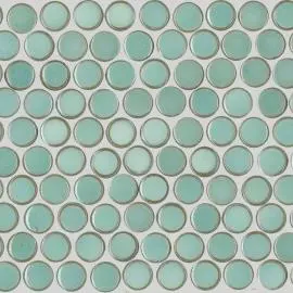 KLM ORBIT PENNY ROUND GLOSS MINT MOSAIC TILES 20x20 mm