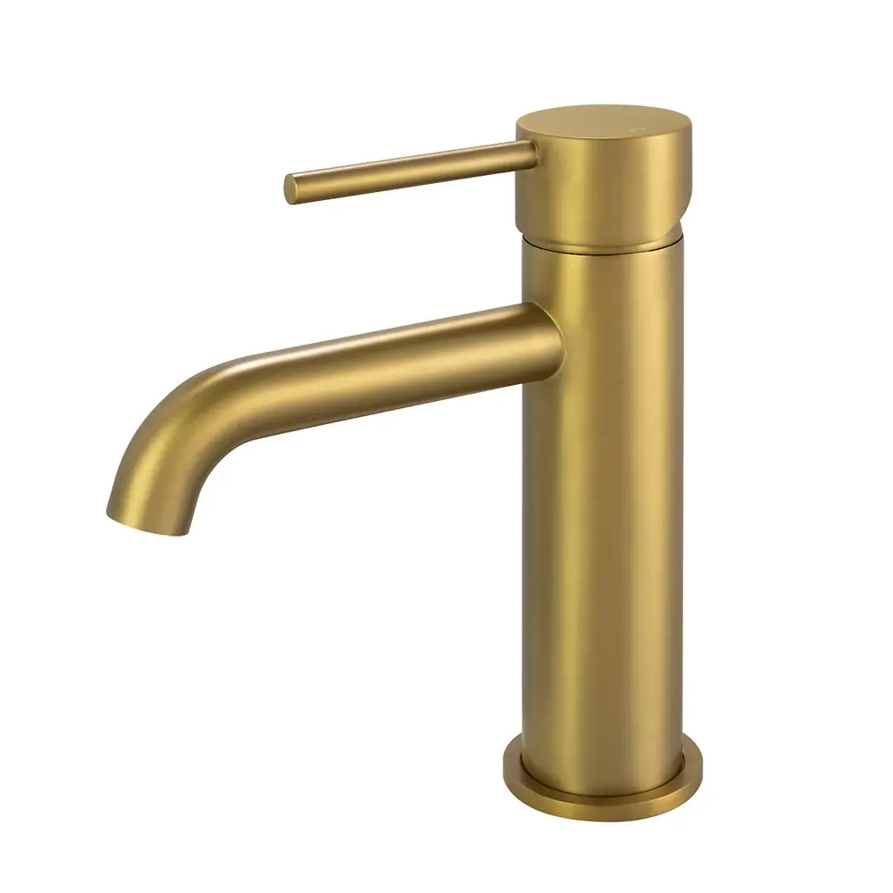 LUCID PIN - Round Brushed Brass Basin Mixer