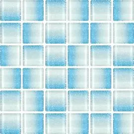 REFLECTIONS FUSION ICE BLUE GLASS MOSAIC TILES 20x20mm