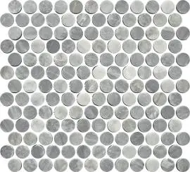 TMS ARTEMIS PENNY ROUND CARRARA GREY MOSAIC TILES 23x23mm
