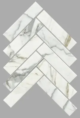 TMS ARTEMIS HERRINGBONE HONED CALACATTA GOLD WHITE MOSAIC TILES 35x150mm