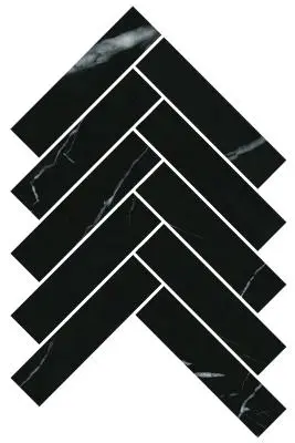 TMS ARTEMIS HERRINGBONE HONED NERO MARQUINA MOSAIC TILES 35x150mm