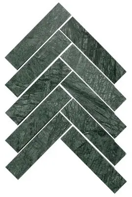 TMS ARTEMIS HERRINGBONE HONED INDIAN GREEN MOSAIC TILES 35x150mm