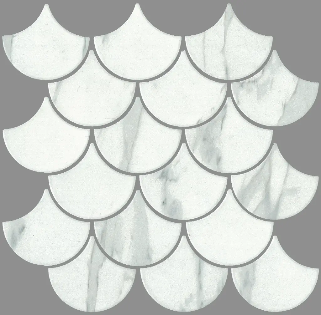 SW NORDIC CARRARA FAN FISHSCALE GP MOSAIC TILES 80mm