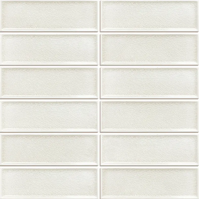 TMS FRAMES IVORY GLOSS CRACK MOSAIC TILES 47x147mm