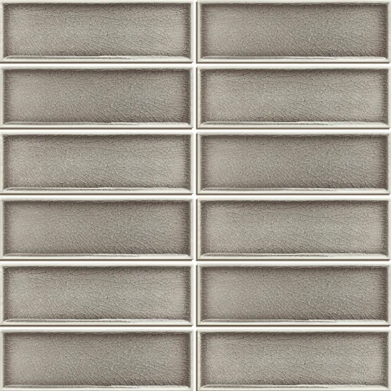 TMS FRAMES TAUPE GLOSS CRACK MOSAIC TILES 47x147mm