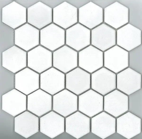 COTTO HEXAGON GLOSS WHITE MOSAIC TILES 48x48mm