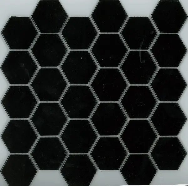 COTTO HEXAGON SATIN BLACK MOSAIC TILES 48x48mm