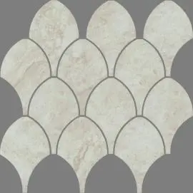 CAPUCIINO TROPICAL FAN POLISH ALMOND MOSAIC TILES 84mm