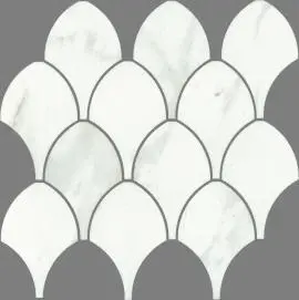 CAPUCIINO TROPICAL FAN POLISH CARRARA MOSAIC TILES 84mm