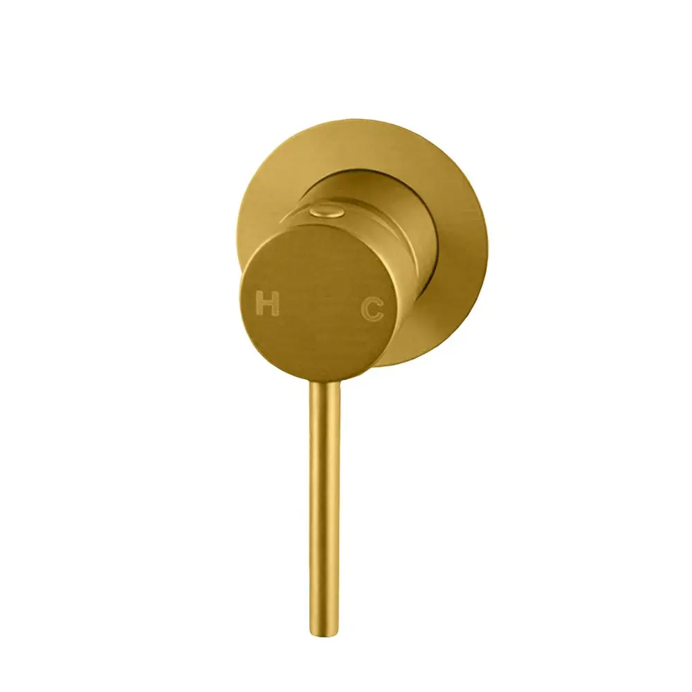 LUCID PIN - Round Brushed Brass Shower/Bath Wall Mixer 
