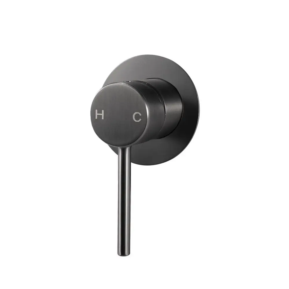 LUCID PIN - Round Gunmetal Shower/Bath Wall Mixer 