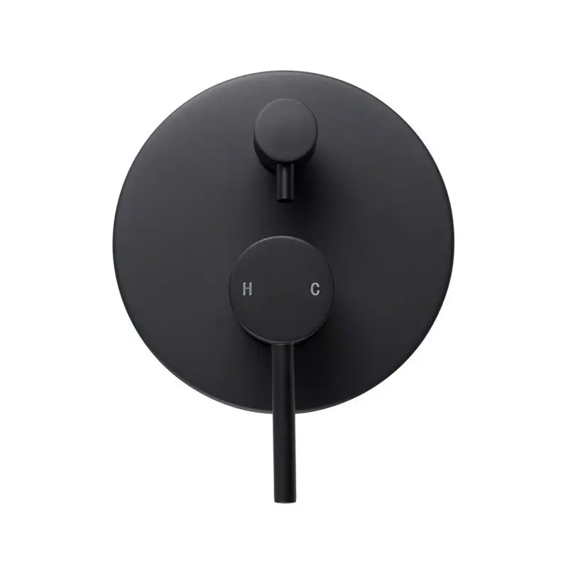 LUCID PIN - Round Black Shower/Bath Mixer Diverter