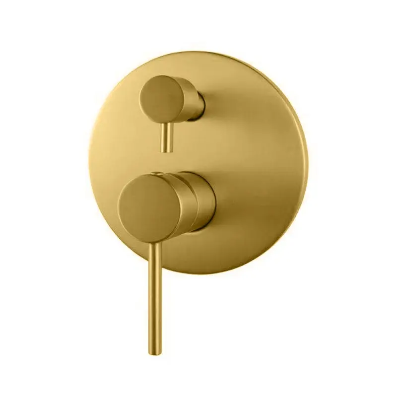 LUCID PIN - Round Brushed Brass Shower/Bath Mixer Diverter