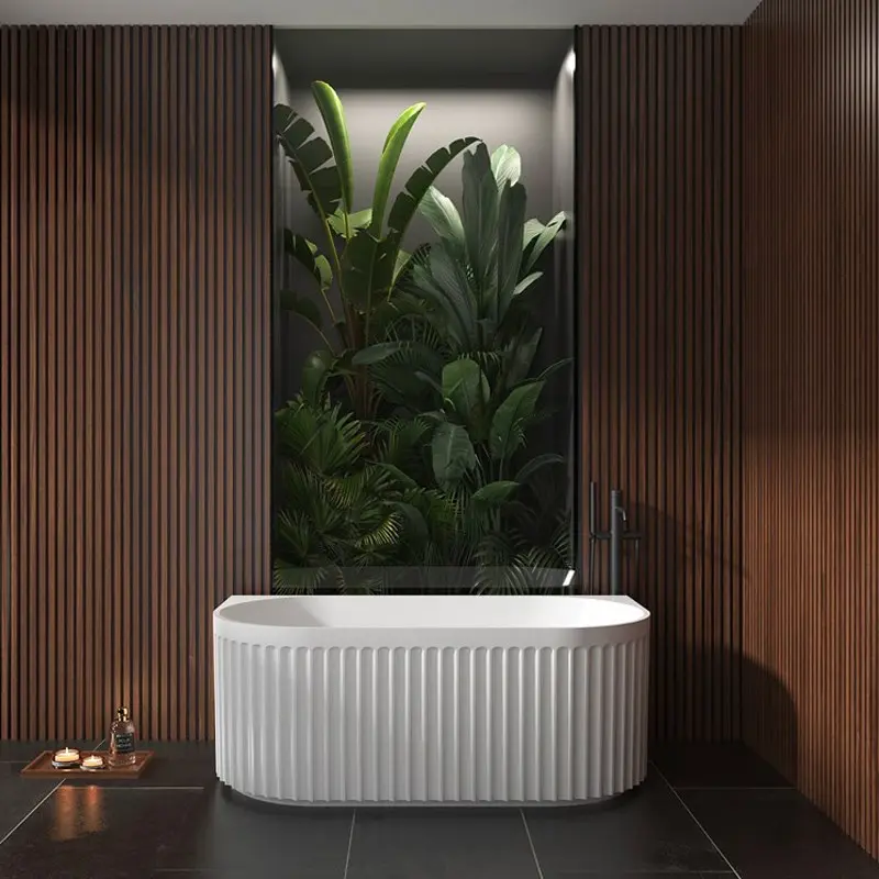 1500x750x580mm Matte White Back to Wall Bathtub 