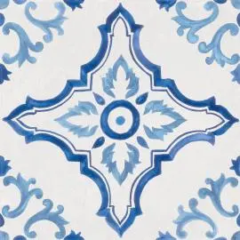 NON-RECTIFIED PORCELAIN CROSS BLUE/WHITE FLOOR TILES 22.3x22.3mm