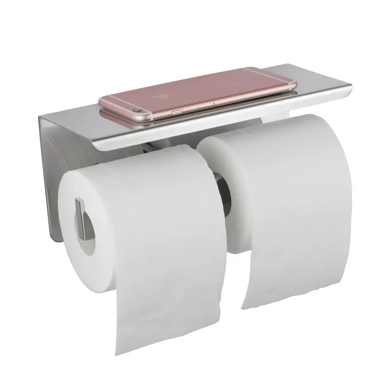 IVANO - Chrome Double Toilet Paper Holder with Cover
