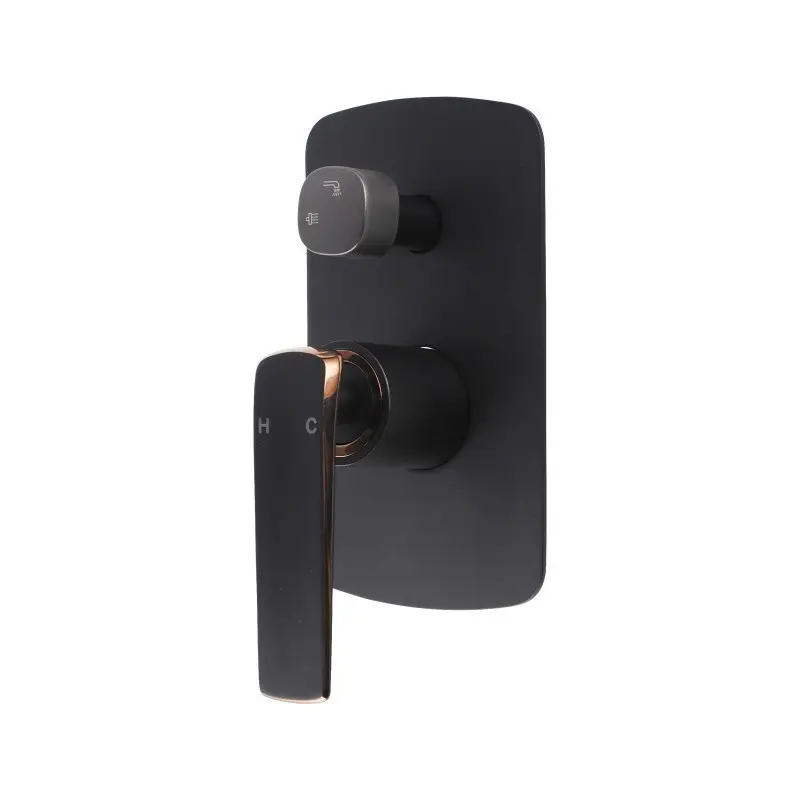 ESPERIA - Black & Rose Gold Wall Mixer With Diverter