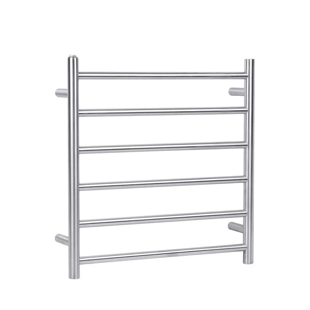 Round Brushed Nickel Electric Heated Towel Rack – 6 Bars
